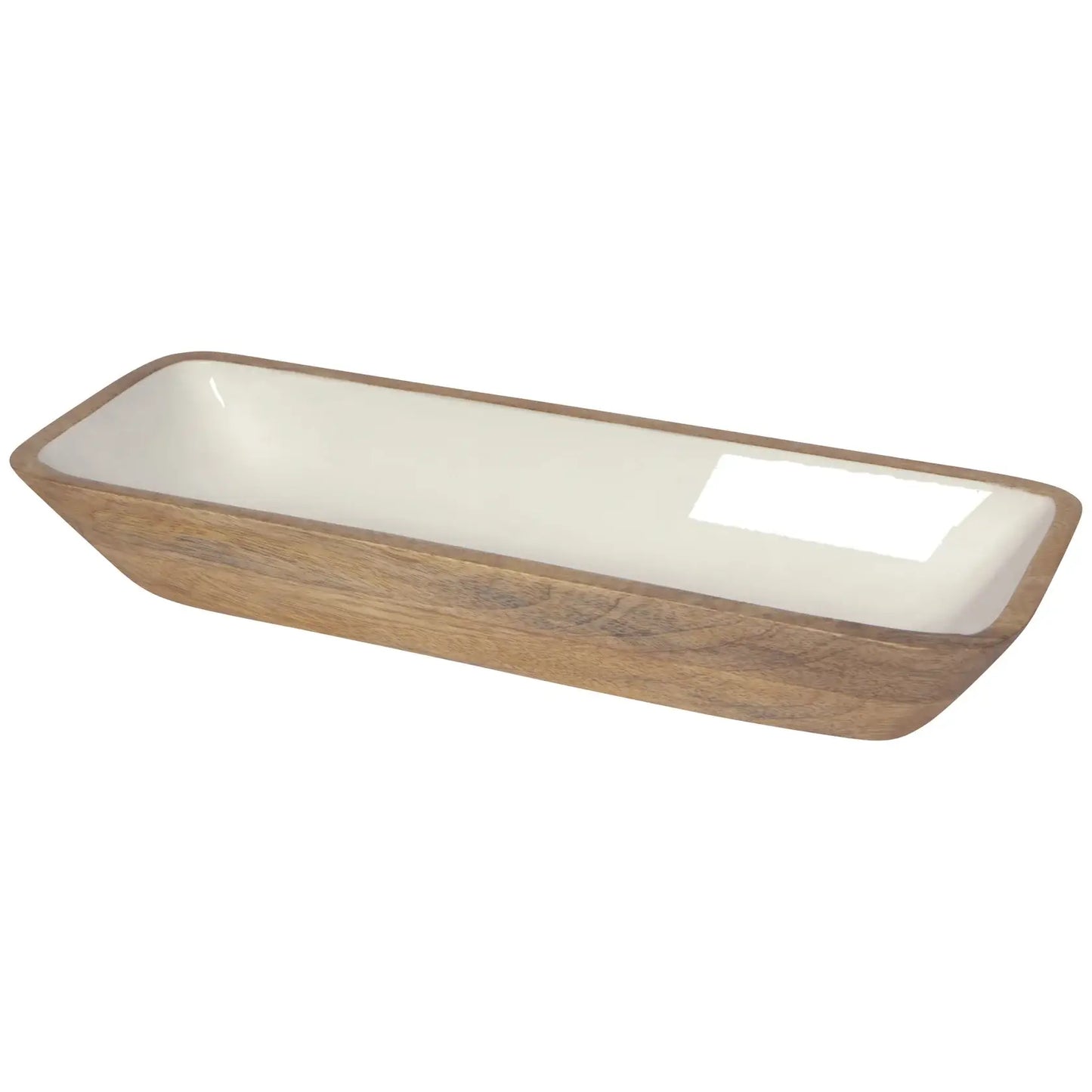 White Mango Wood Rectangle Bowl